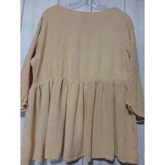 Studio West Yellow Striped Embroidered Tunic Top Womens XXL - Picture 2 of 7